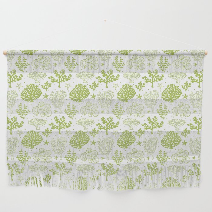 Light Green Coral Silhouette Pattern Wall Hanging