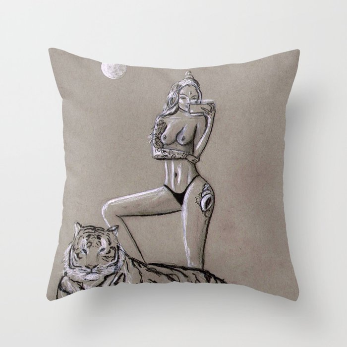 Empowered - Modern Goddess Portrait Throw Pillow