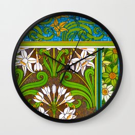 Jonquil Art Nouveau Flower Tiles Wall Clock