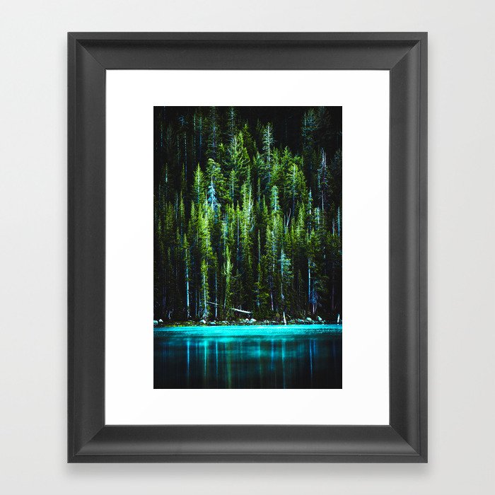 Emerald Pines Saphire Lake Framed Art Print