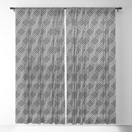 black and white pattern, cubes and stripes Sheer Curtain