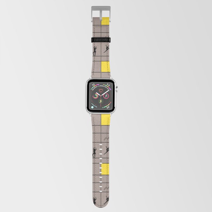 Dancing like Piet Mondrian - Composition with Red, Yellow, and Blue on the light brown background Apple Watch Band