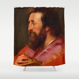 Head of One of the Three Kings, Melchior, The Assyrian King by Peter Paul Rubens Shower Curtain