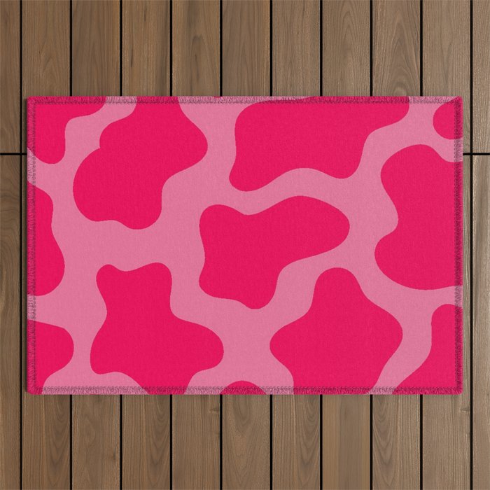 Cute Pink Cow Print Outdoor Rug by Aesthetic by SB Designs Society6