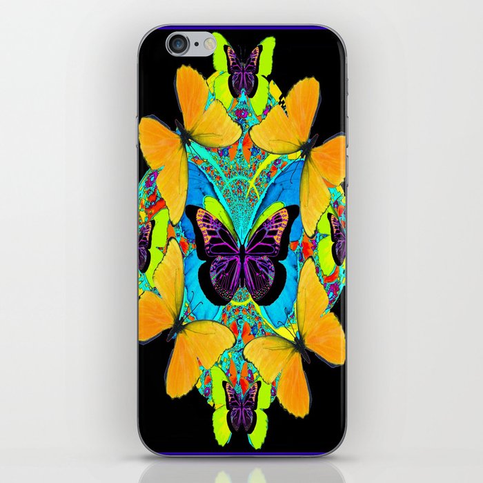 Black design of Gold Butterflies Pattern Art  iPhone Skin