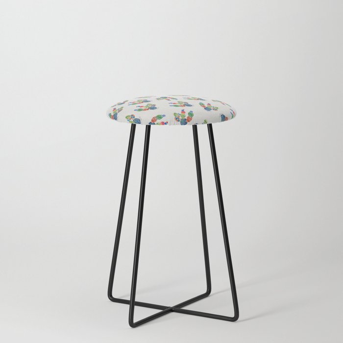Colorful and abstract cactus Counter Stool