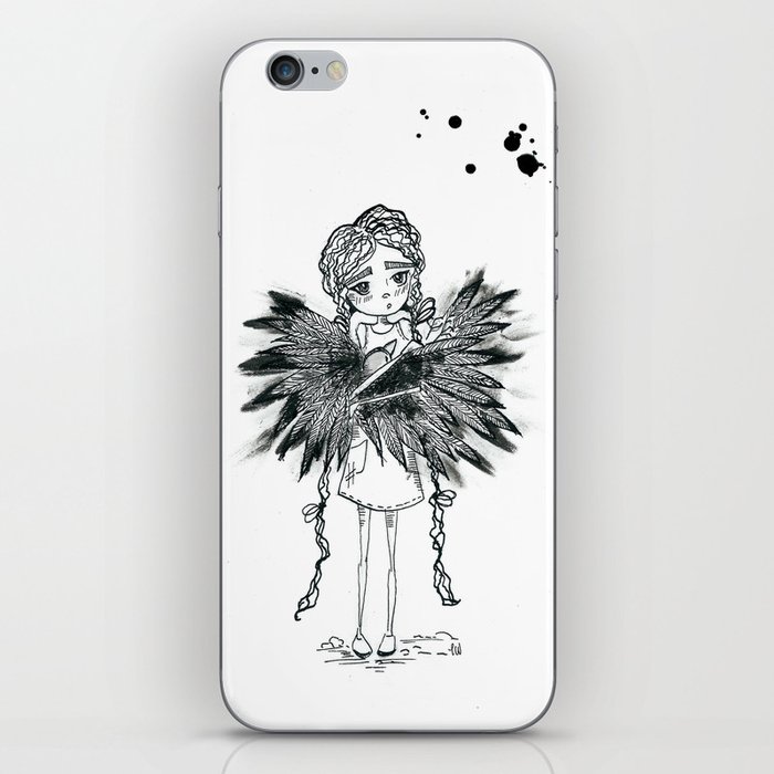The girl and the crow iPhone Skin