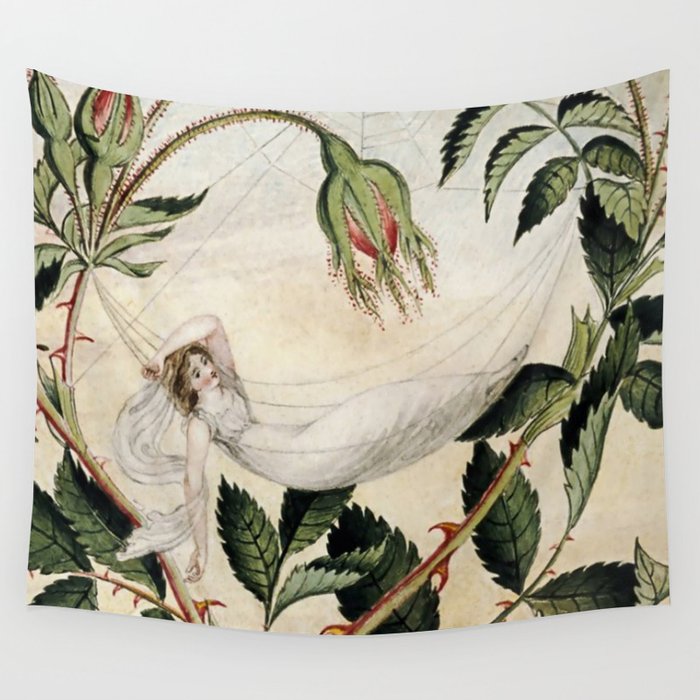 “A Fairy Resting in a Hammock” by Amelia Jane Murray Wall Tapestry