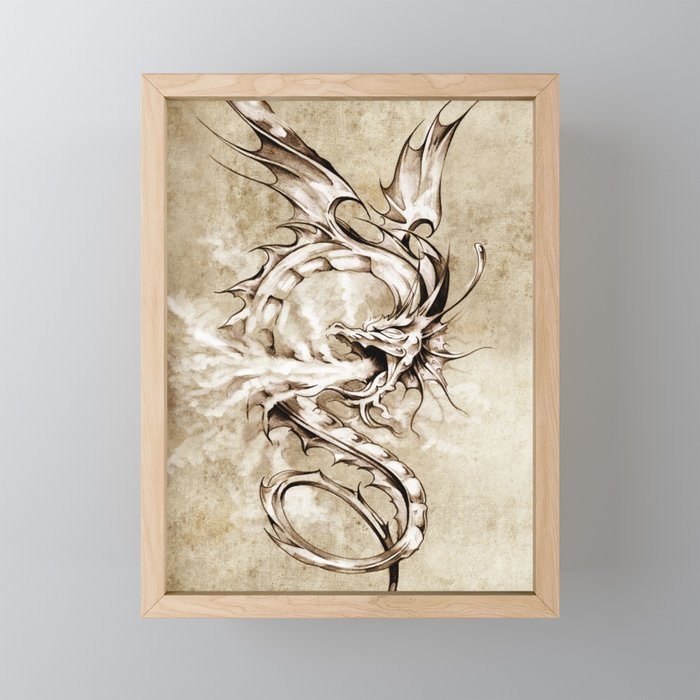 Fiery Dragon Framed Mini Art Print