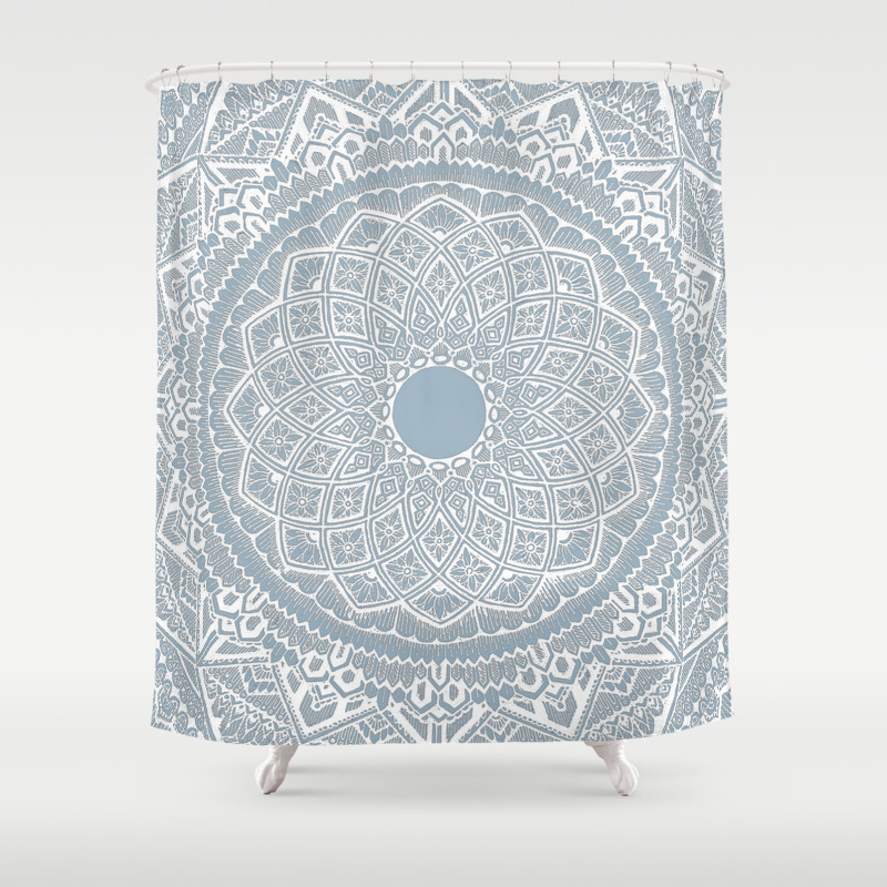 blue gray shower curtain