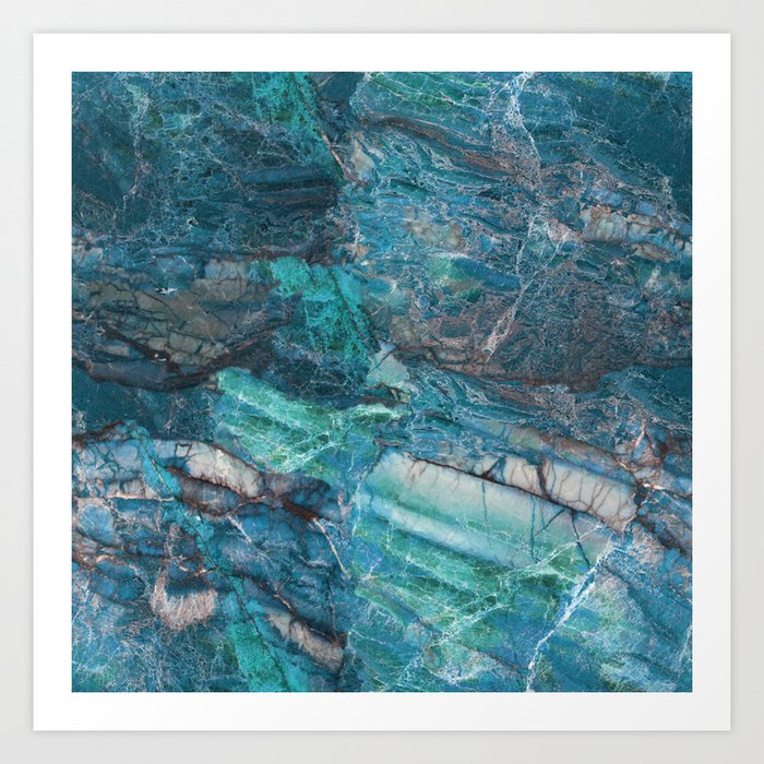 Image Of Blue Marble Stone Texture Art Print By Artonwear Society6