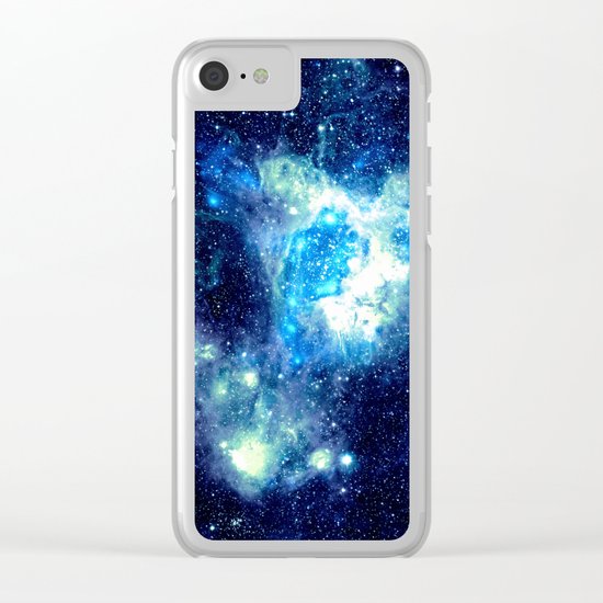 Galaxy NEbula. Teal Turquoise Blue Aqua Clear iPhone Case