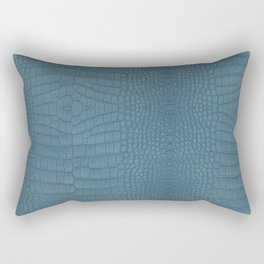 Turquoise Alligator Leather Print Rectangular Pillow