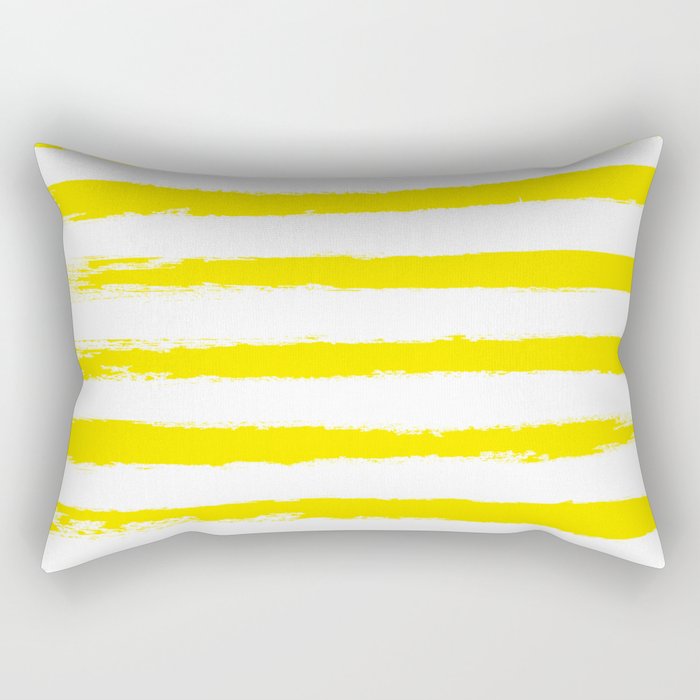 Sunny Yellow STRIPES Handpainted Brushstrokes Rectangular Pillow