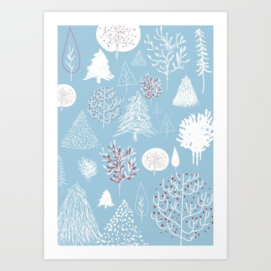 Christmas forest Art Print