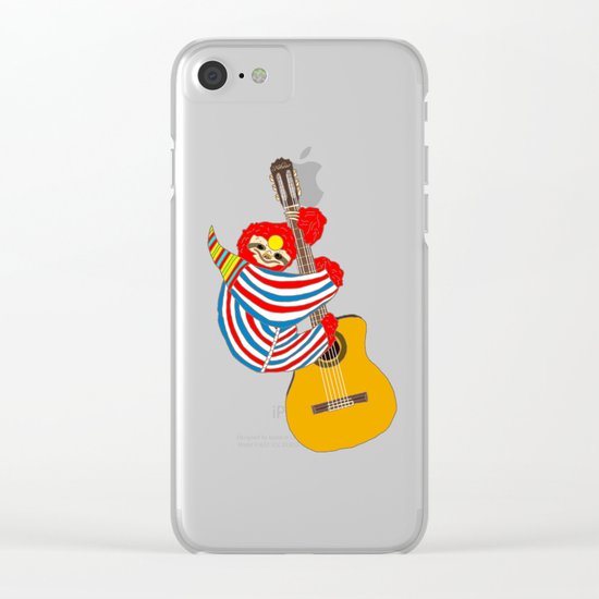 Bowie Sloth Vintage Guitar Clear iPhone Case