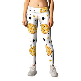 Funny Halloween Pizza Food Lover Scary Ingredients Leggings