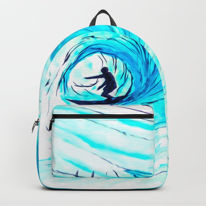 Lone Surfer in the Big Blue Wave Backpack
