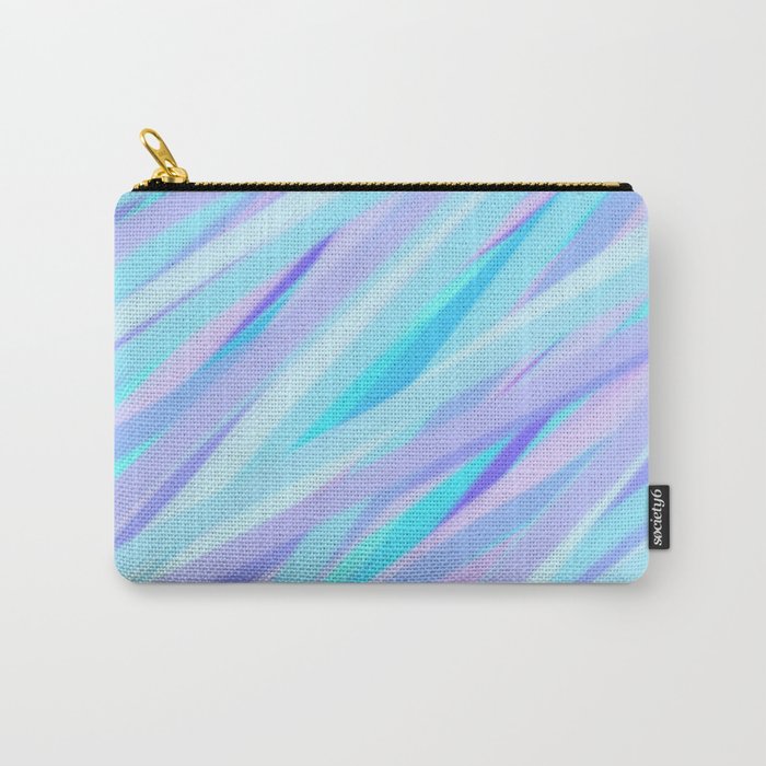 Pastel Pink, Purple, and Light Blue Stripes Carry-All Pouch
