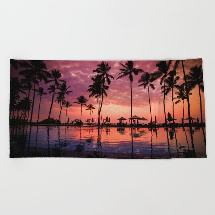 Paradise Sunset Tropical (Color) Beach Towel