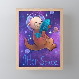 Kawaii Otter Space Framed Mini Art Print
