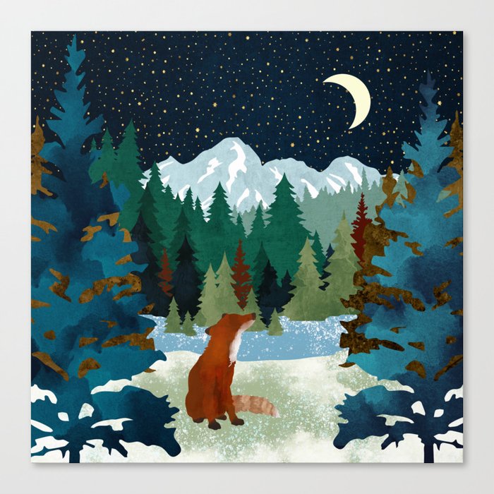 Winter Wall Art: Winter Fox Vista Canvas Print