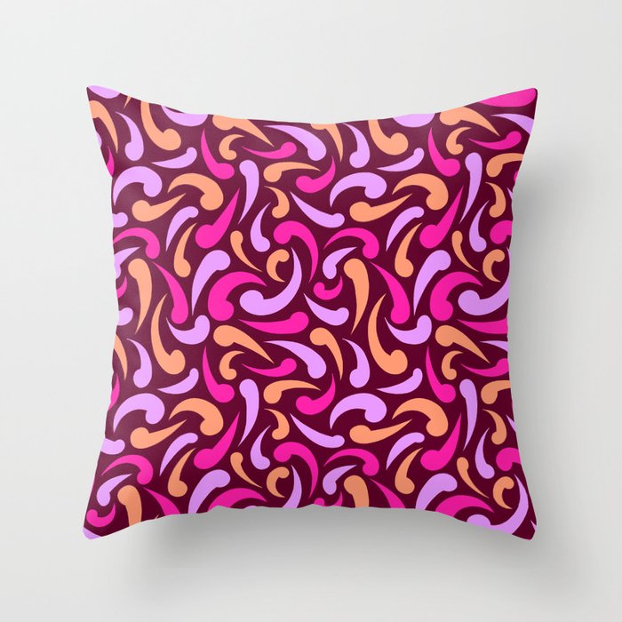 Raspberry Abstract Swirls Throw Pillow