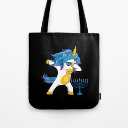 Rainbow Unicorn Jew Menorah Happy Hanukkah Tote Bag