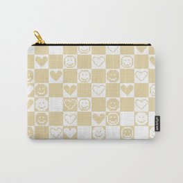 Checkered Smiley Faces & Hearts (PIXEL ART) Carry-All Pouch