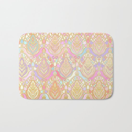 Rosy Opalescent Art Deco Pattern Bath Mat