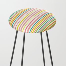 Natural Stripes Pattern Colourful Spring Green Pink Yellow Teal Orange Counter Stool