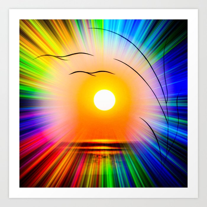 Sunset Abstract Art Print By Walterzettl Society6