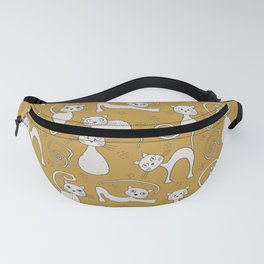 Mustard yellow and off-white cat pattern Fanny Pack