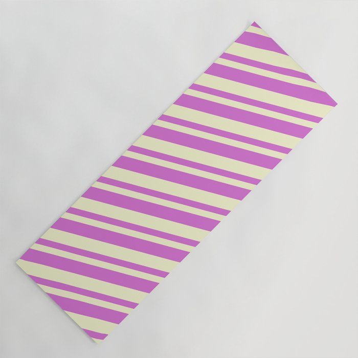 Orchid and Light Yellow Colored Lines/Stripes Pattern Yoga Mat