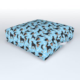 Rottie Dogs Rottweiler in Blue Outdoor Floor Cushion