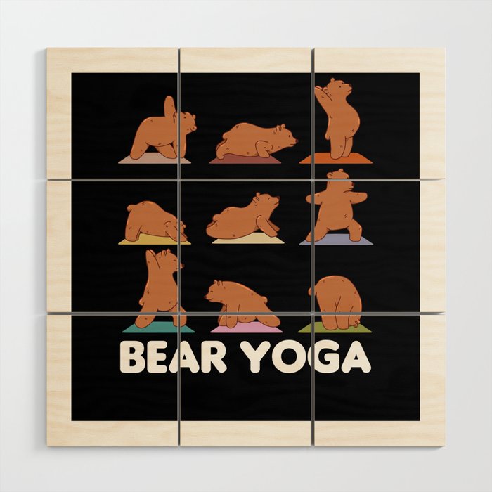 Bear Yoga Cute Bears Sport Namaste Meditation Wood Wall Art