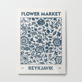 Flower Market Reykjavik Metal Print | Reykjavik, Flowermarketprint, Vintage, Aesthetic, Livingroom, Flowermarketposter, Graphicdesign, Artnouveau, Cottagecore, Moody 