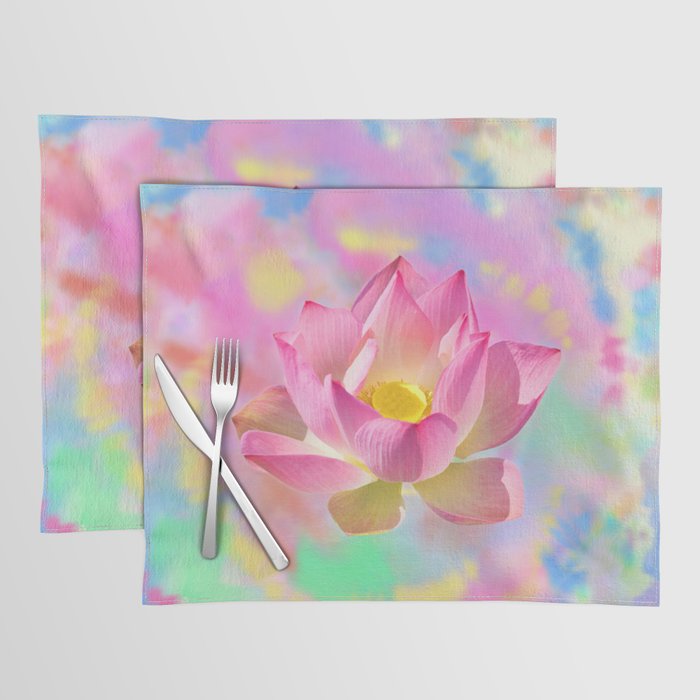 Lotus Flower Blossom with Watercolor Art Placemat