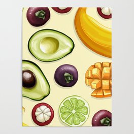 Tropical fruits Poster