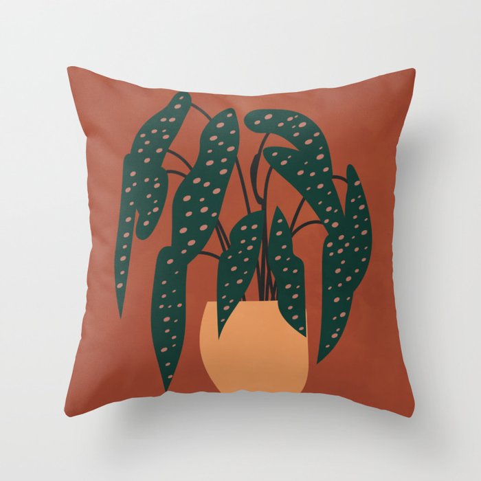 Boho Terracotta Begonia Throw Pillow