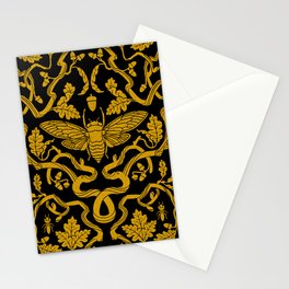 Cicada Oak Damask Stationery Card