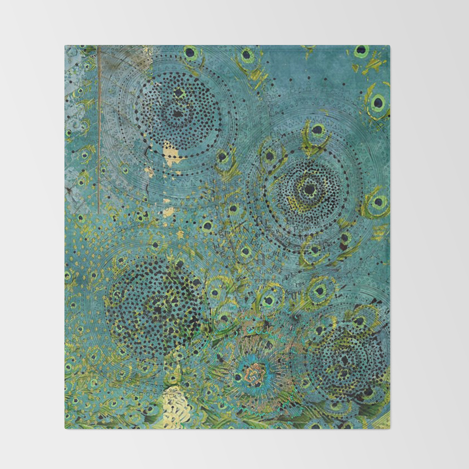 Blue Green Abstract Art Collage Throw Blanket By Shereejoy Society6
