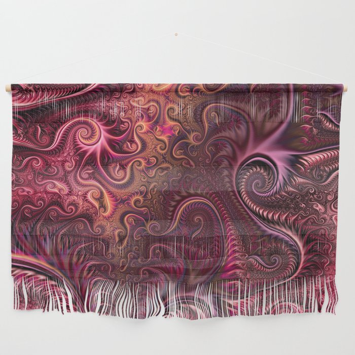 Abstract Colorful Burgundy & Carmine Spiral Pattern Wall Hanging