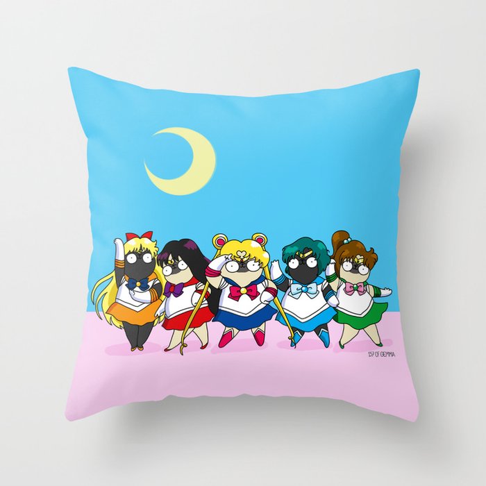 Sailor pugs Throw Pillow