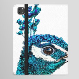 Proud Peacock Bird Art In Blue And Teal iPad Folio Case