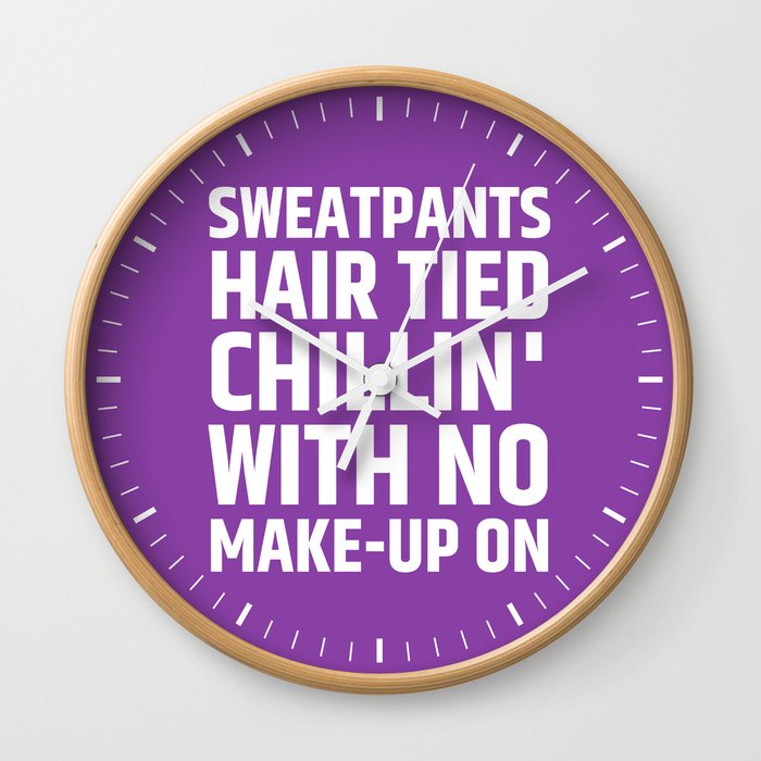 Sweatpants Hair Tied Chillin With No Make Up On Purple Wall
