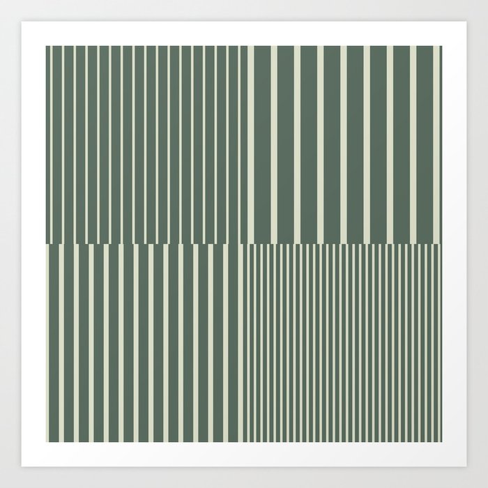 Stripes Pattern and Lines 14 in Sage Green Art Print