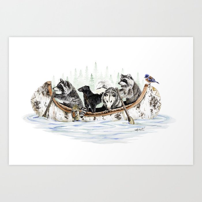 " Critter Canoe " wildlife rowing up river Kunstdrucke " Critter Canoe " wildlife rowing up river Kunstdrucke