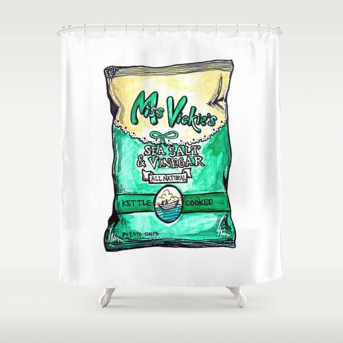 Miss Vickis Salt + Vin Chips Shower Curtain