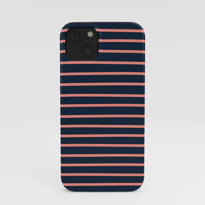Navy and Coral Stripes iPhone Case